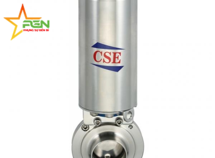 Van bướm inox vi sinh khí nén có control unit