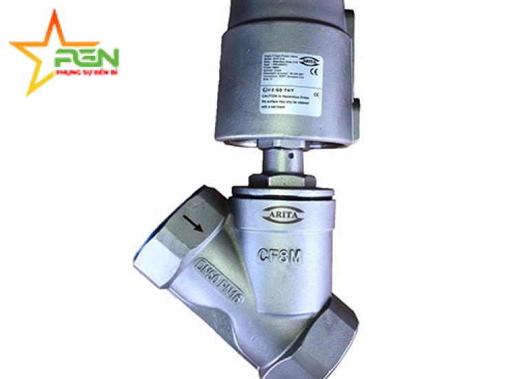 VAN GÓC THÉP KHÔNG GỈ ARITA, Pneumatic-angle-seat-Valve-SS-Thread