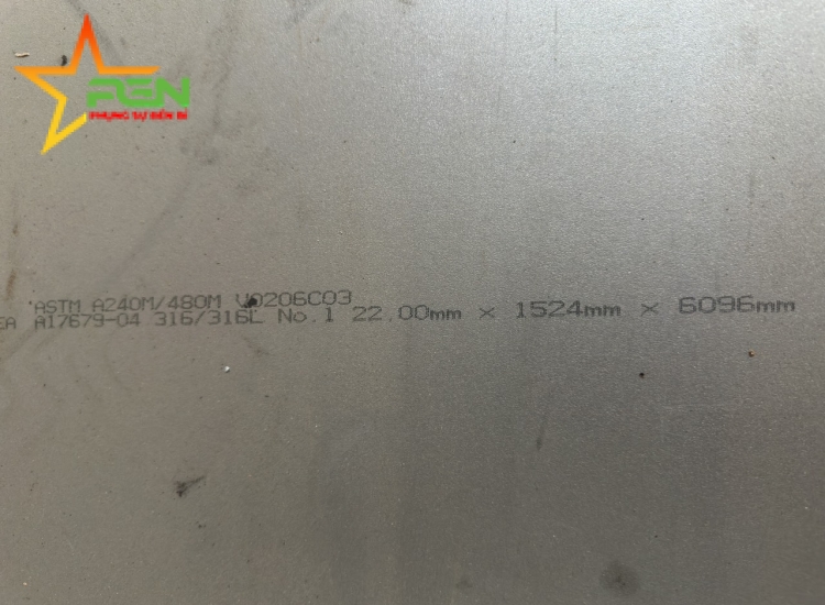 TẤM INOX 316/316L No.1 DÀY 22MM