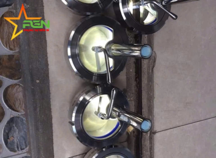 KÍNH QUAN SÁT CÓ LED, Sanitary Sight Glass With LED Flash Light Materia,  kính thăm bồn inox